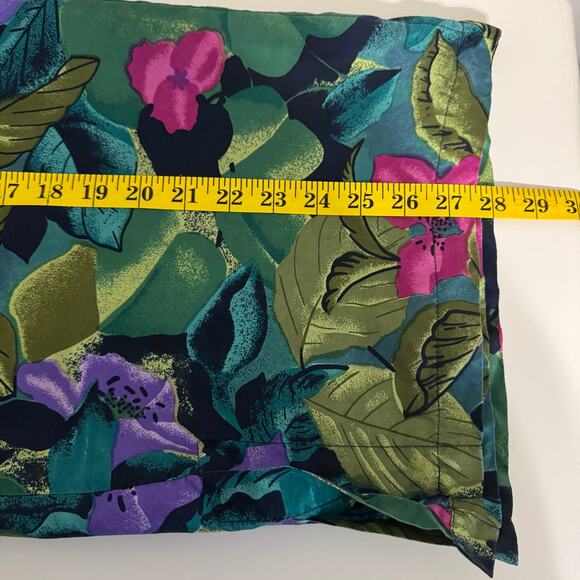 Vintage Women's Silk Shirt Large Floral Button Down Tropical Shoulder Pads 80s - Picture 10 of 10